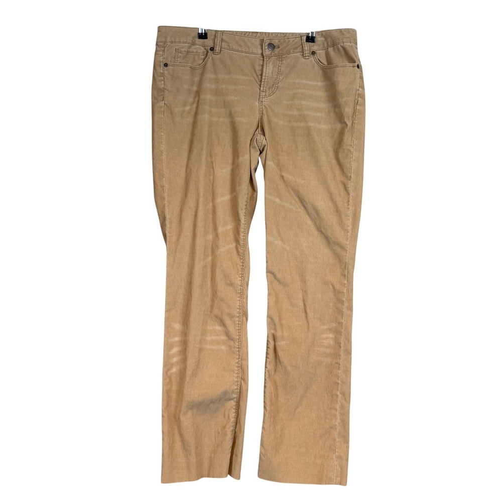 London Jean Womens Tan Khaki Corduroy Straight Leg Stretch Pants Size 10 Classic